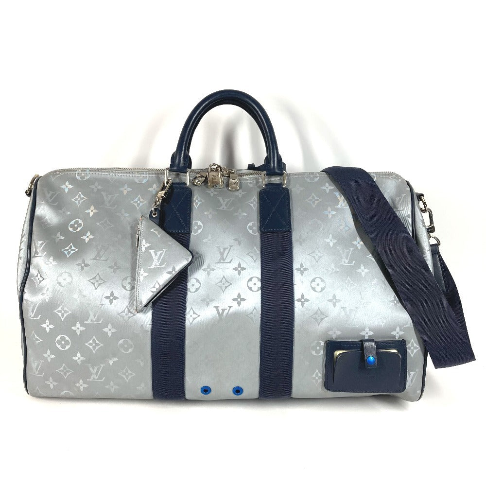 LOUIS VUITTON M44170 モノグラムサテライト キーポル・バンドリエール 50 2WAYバッグ ショルダーバッグ トラベルバッグ カバン コインケース付き ボストンバッグ レザー/キャンバス メンズ シルバー