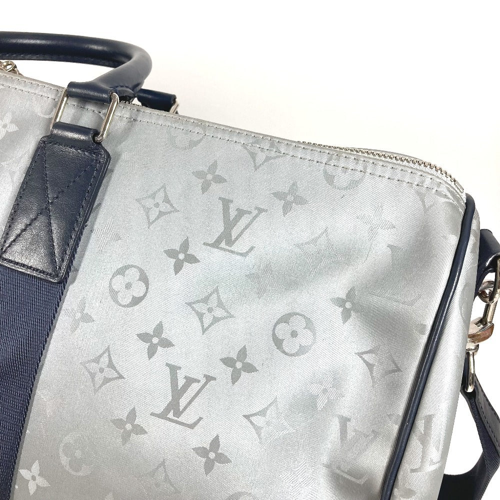 LOUIS VUITTON M44170 モノグラムサテライト キーポル・バンドリエール 50 2WAYバッグ ショルダーバッグ トラベルバッグ カバン コインケース付き ボストンバッグ レザー/キャンバス メンズ シルバー