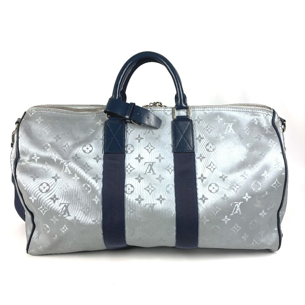 LOUIS VUITTON M44170 モノグラムサテライト キーポル・バンドリエール 50 2WAYバッグ ショルダーバッグ トラベルバッグ カバン コインケース付き ボストンバッグ レザー/キャンバス メンズ シルバー