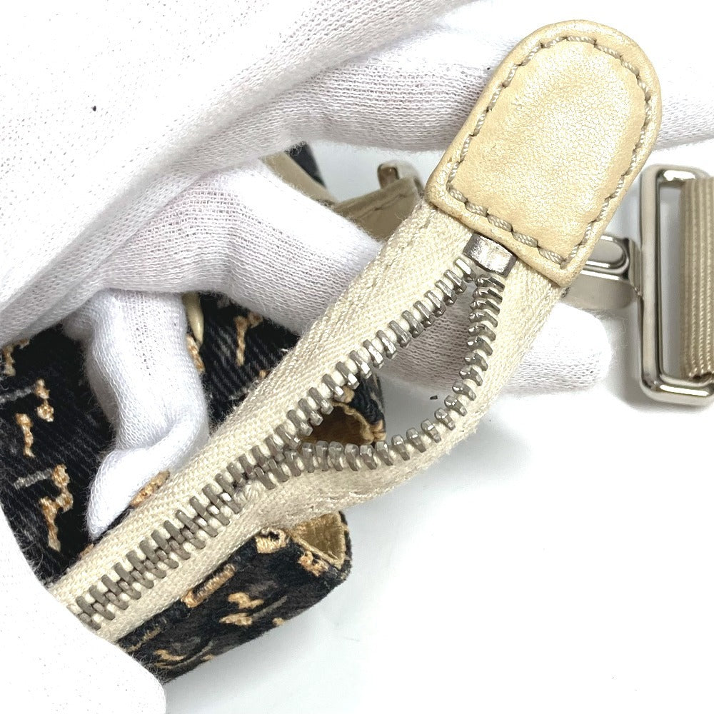CHANEL クローバー ロゴ 2WAYバッグ ハンドバッグ 縦型トート 斜め掛け ショルダーバッグ レザー/キャンバス レディース ブラック