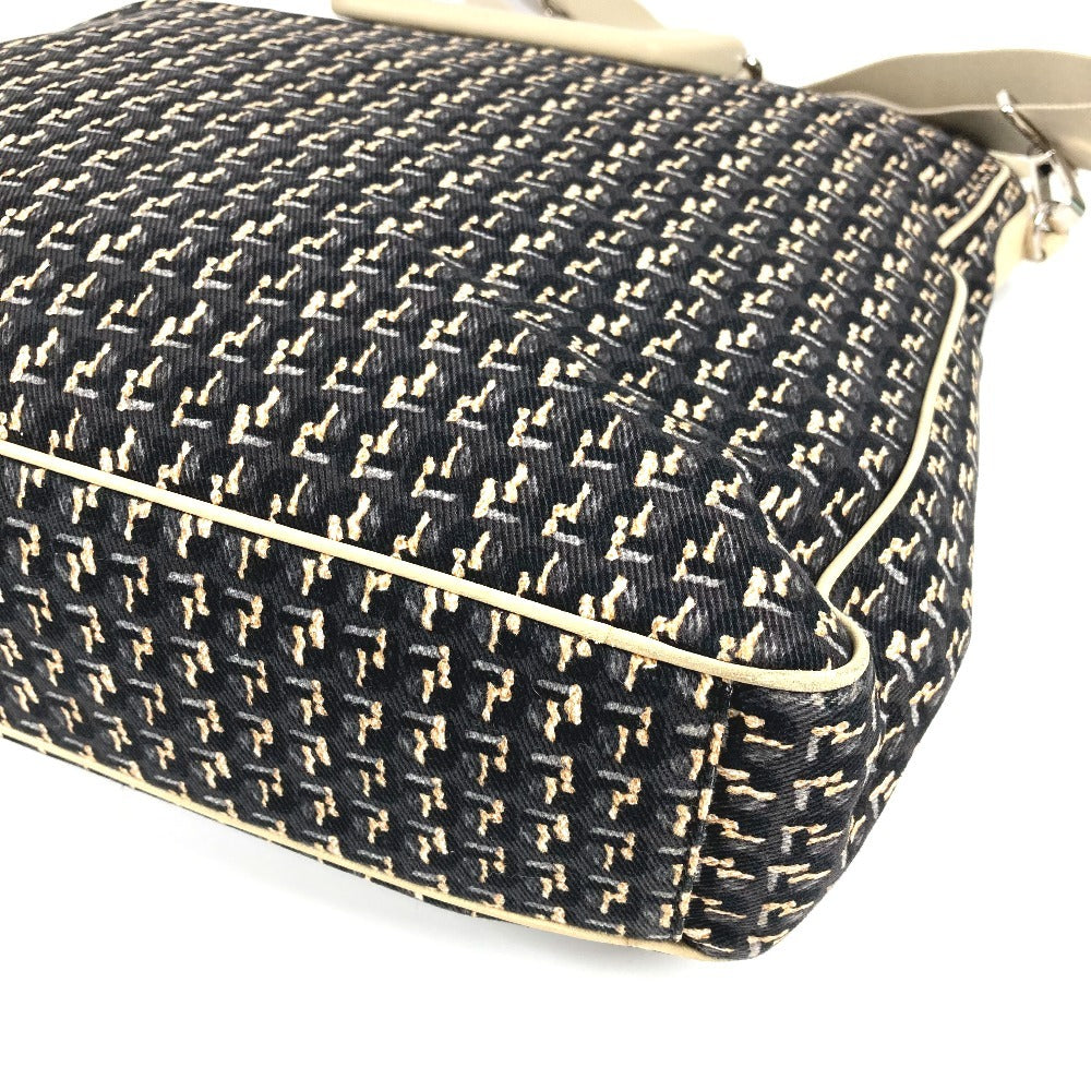 CHANEL クローバー ロゴ 2WAYバッグ ハンドバッグ 縦型トート 斜め掛け ショルダーバッグ レザー/キャンバス レディース ブラック