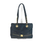 VERSACE Vintage Sunburst Sun God Tote Bag, Nylon Shoulder Bag with Chain, Black, Women's