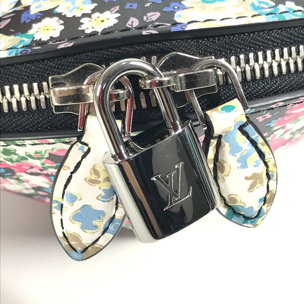 LOUIS VUITTON Floral Print Tupi Shoulder Bag in Black Leather, Unisex