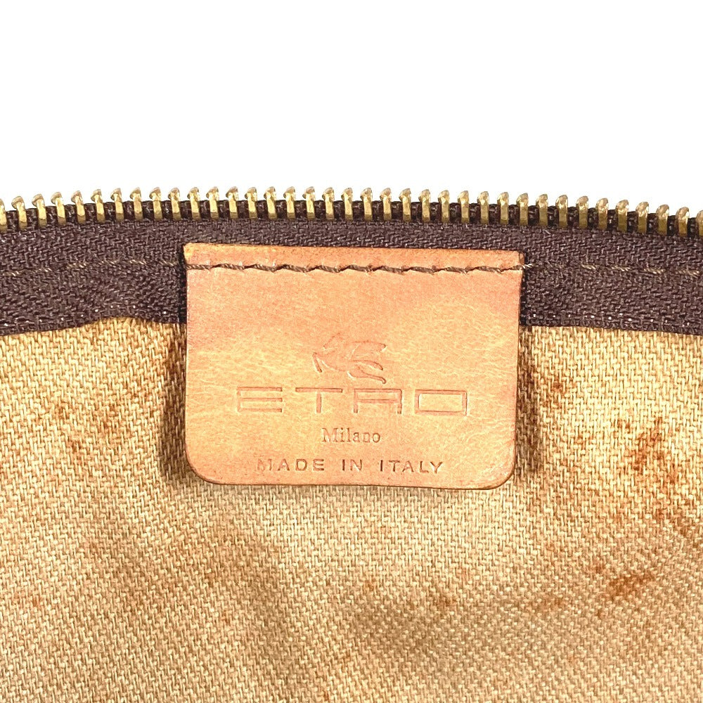 ETRO ペイズリー 柄 カバン 筒形 ハンドバッグ PVC/レザー レディース ブラウン