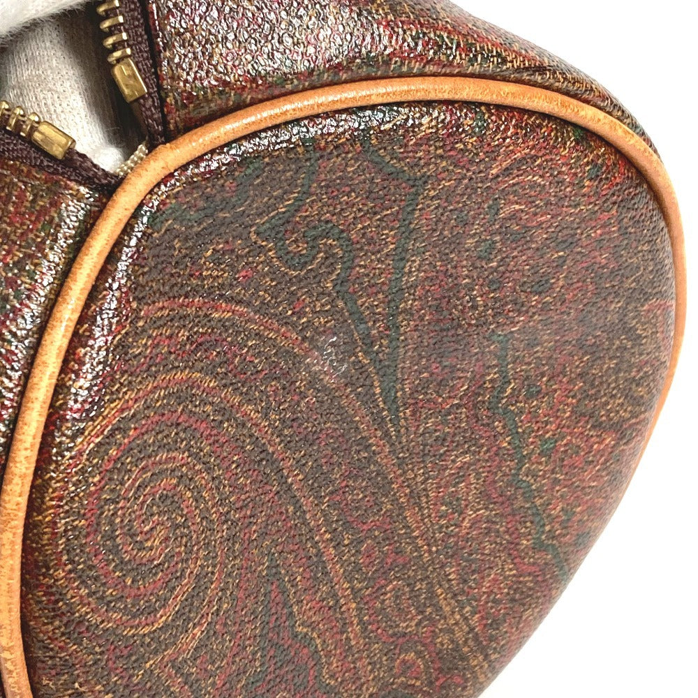 ETRO ペイズリー 柄 カバン 筒形 ハンドバッグ PVC/レザー レディース ブラウン