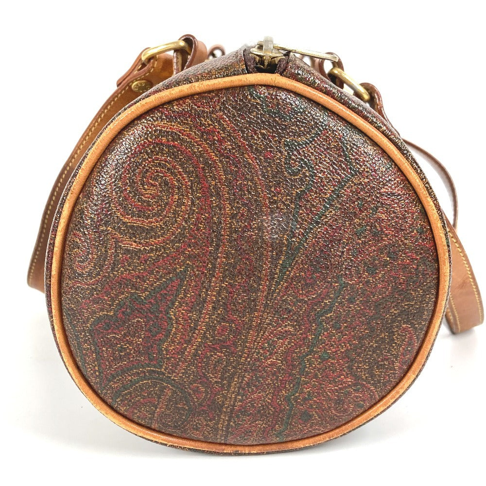 ETRO ペイズリー 柄 カバン 筒形 ハンドバッグ PVC/レザー レディース ブラウン