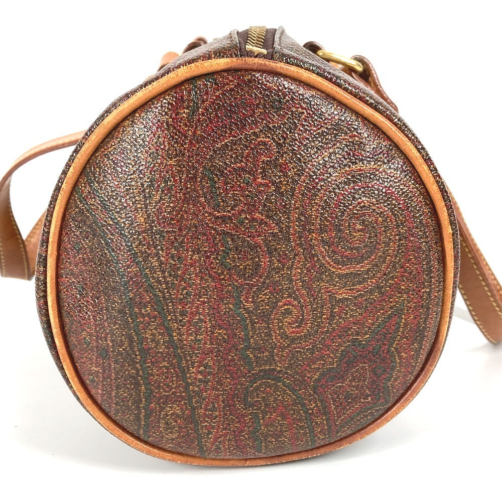 ETRO ペイズリー 柄 カバン 筒形 ハンドバッグ PVC/レザー レディース ブラウン