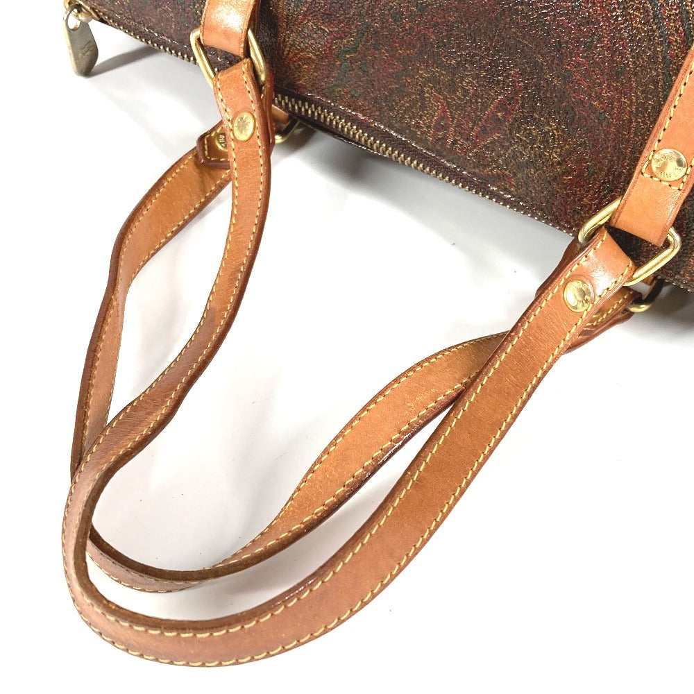 ETRO ペイズリー 柄 カバン 筒形 ハンドバッグ PVC/レザー レディース ブラウン