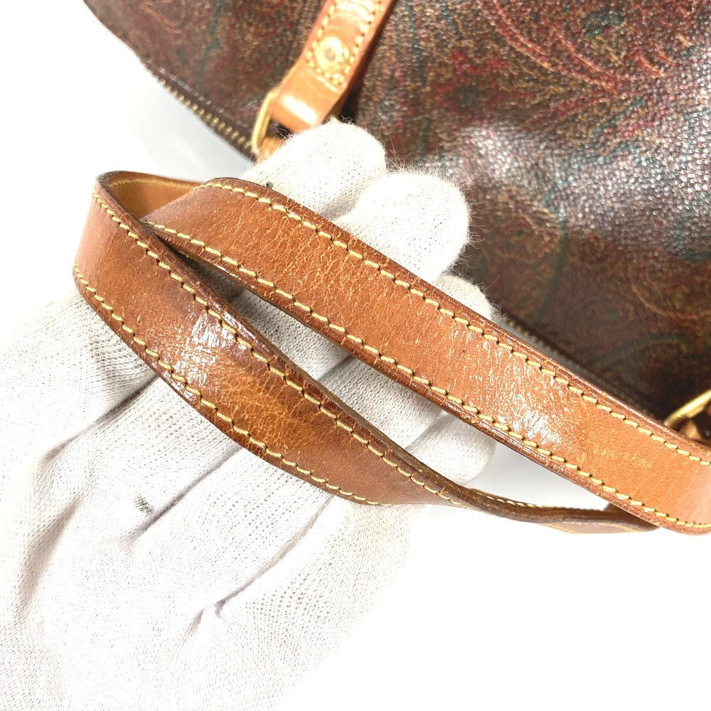 ETRO ペイズリー 柄 カバン 筒形 ハンドバッグ PVC/レザー レディース ブラウン