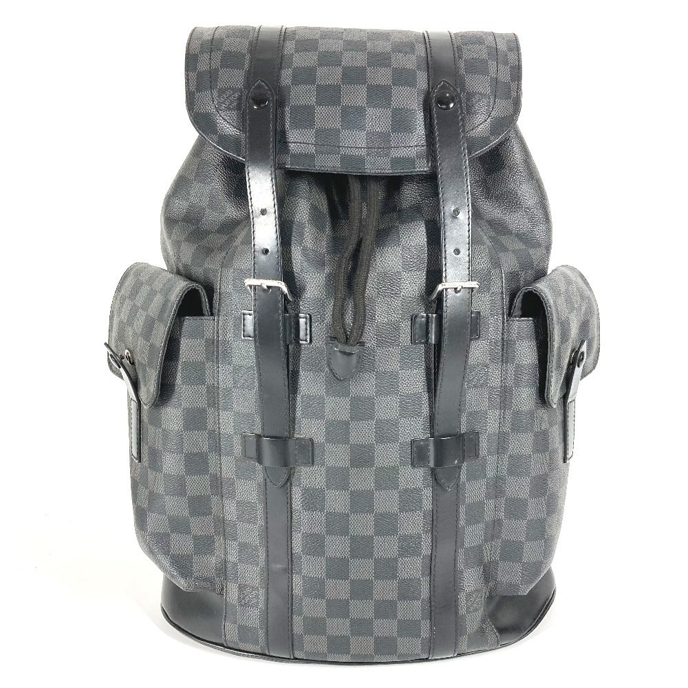 LOUIS VUITTON N41379 Damier Graphite Christopher MM Backpack in Damier Graphite Canvas, Unisex, Black