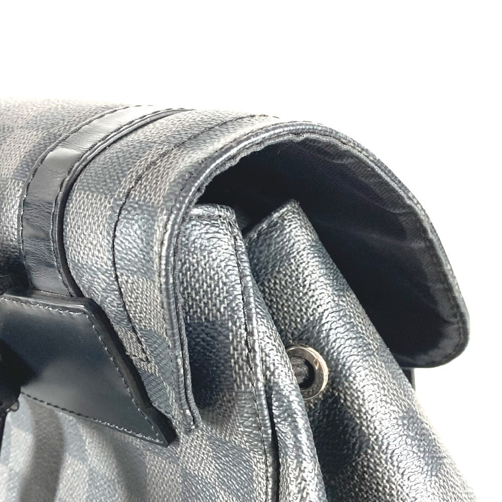 LOUIS VUITTON N41379 Damier Graphite Christopher MM Backpack in Damier Graphite Canvas, Unisex, Black