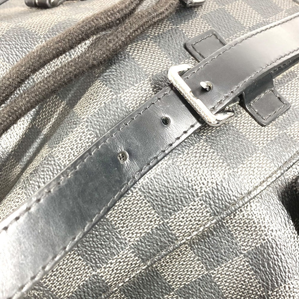 LOUIS VUITTON N41379 Damier Graphite Christopher MM Backpack in Damier Graphite Canvas, Unisex, Black