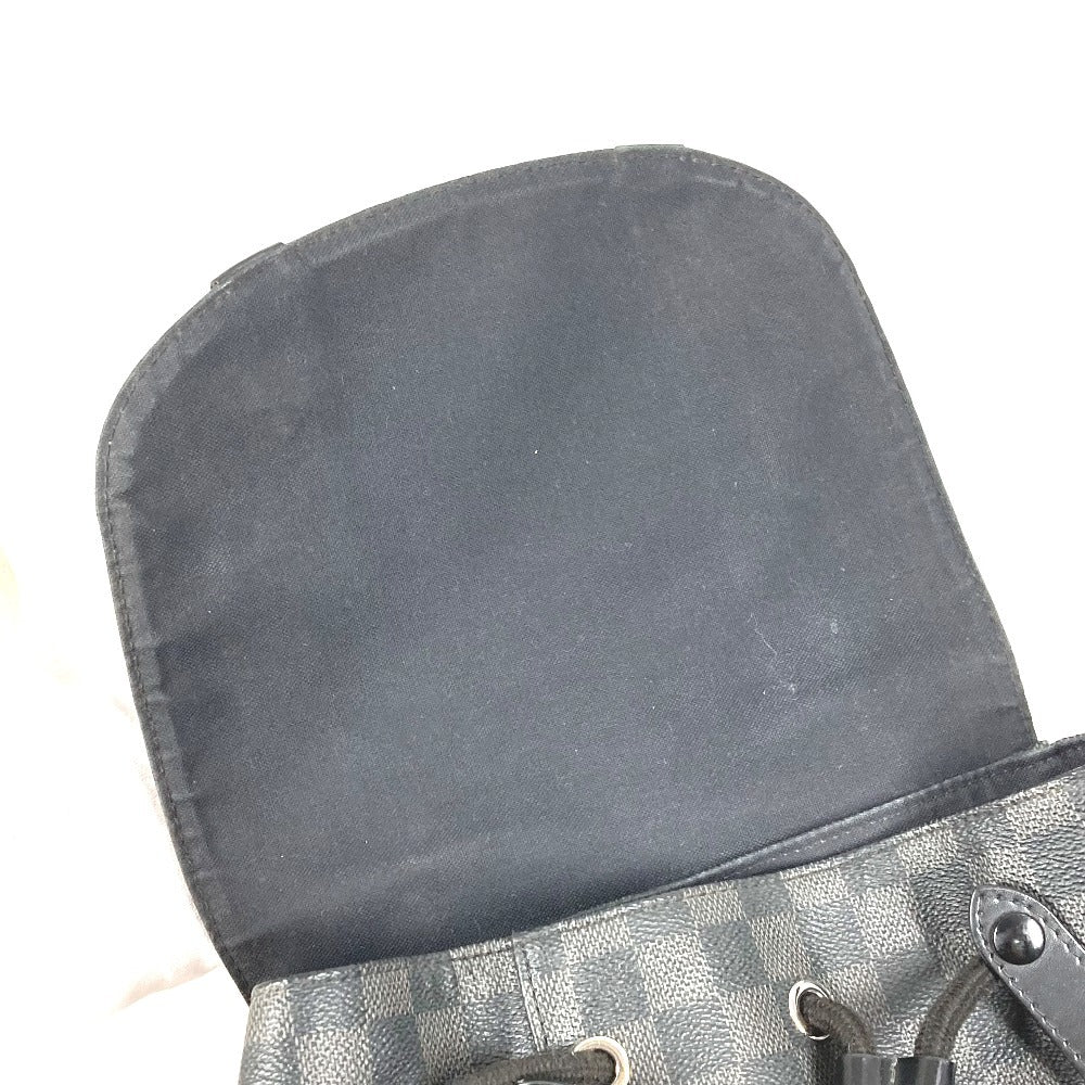 LOUIS VUITTON N41379 Damier Graphite Christopher MM Backpack in Damier Graphite Canvas, Unisex, Black