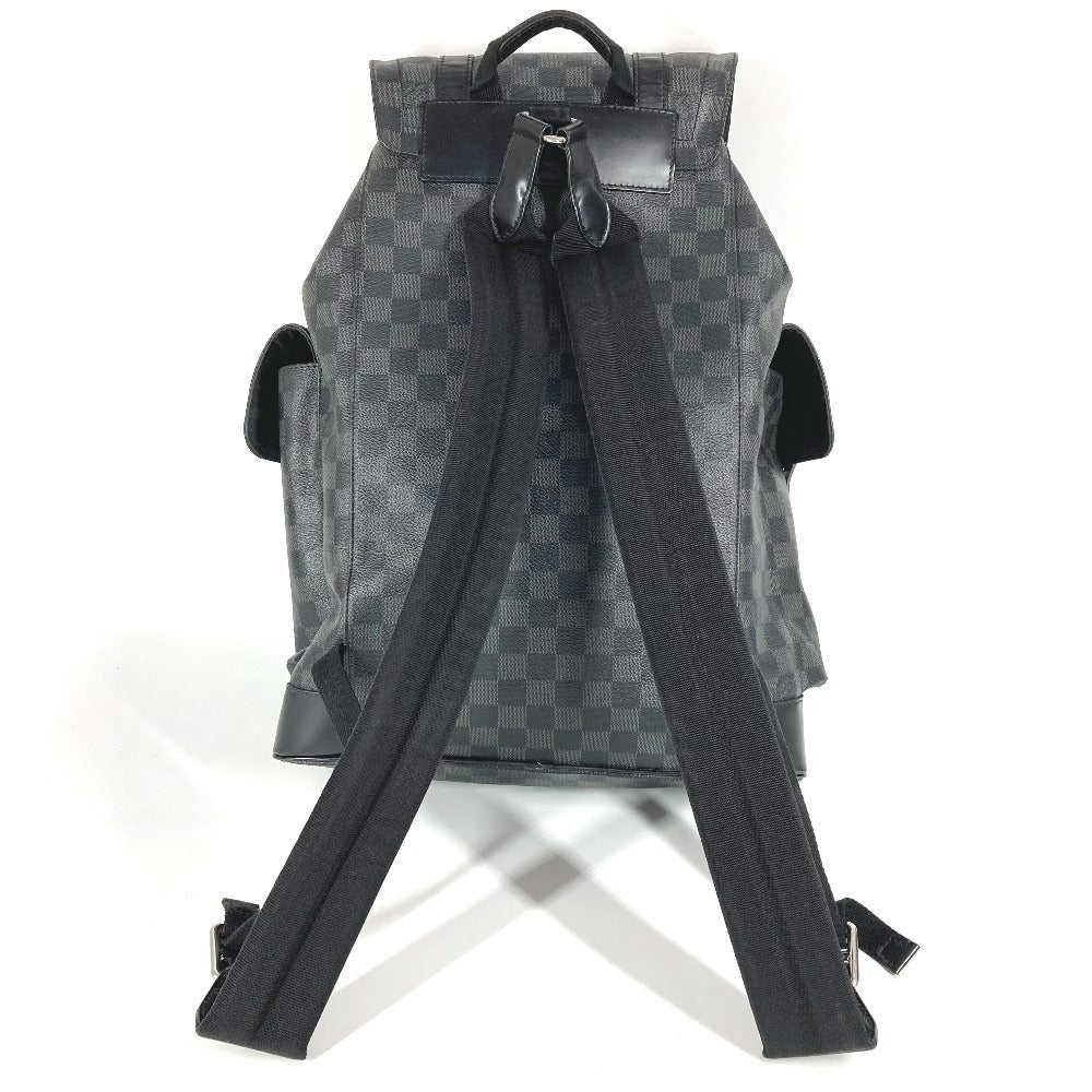 LOUIS VUITTON N41379 Damier Graphite Christopher MM Backpack in Damier Graphite Canvas, Unisex, Black