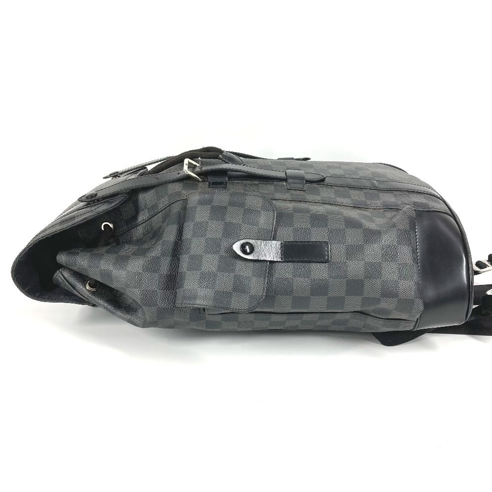 LOUIS VUITTON N41379 Damier Graphite Christopher MM Backpack in Damier Graphite Canvas, Unisex, Black