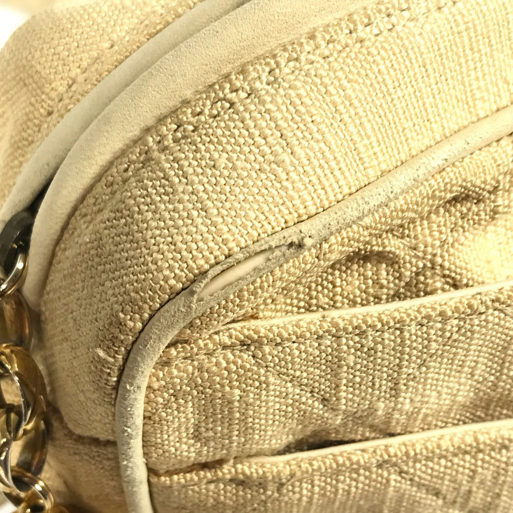 CHANEL ヴィンテージ ロゴ マトラッセ キルティング フリンジ タッセル カバン 斜め掛け ココボール タッセル ショルダーバッグ キャンバス レディース ベージュ