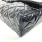 CHANEL CC ココマーク ロゴ 縦型 アップサイドダウン マトラッセ Wチェーン カバン 肩掛け フラップ ショルダーバッグ エナメル レディース ブラック