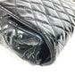 CHANEL CC ココマーク ロゴ 縦型 アップサイドダウン マトラッセ Wチェーン カバン 肩掛け フラップ ショルダーバッグ エナメル レディース ブラック