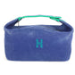 HERMES Bride A Black GM Bride A Black GM Bag Pouch Vanity Bag H Logo Handbag Cotton Women's Blue