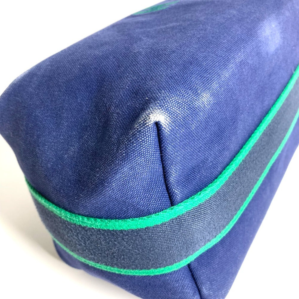 HERMES Bride A Black GM Bride A Black GM Bag Pouch Vanity Bag H Logo Handbag Cotton Women's Blue
