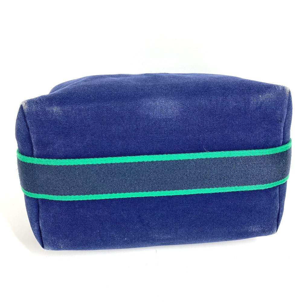 HERMES Bride A Black GM Bride A Black GM Bag Pouch Vanity Bag H Logo Handbag Cotton Women's Blue