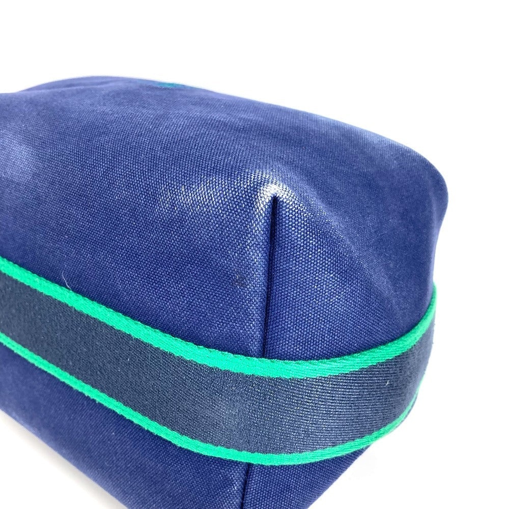 HERMES Bride A Black GM Bride A Black GM Bag Pouch Vanity Bag H Logo Handbag Cotton Women's Blue