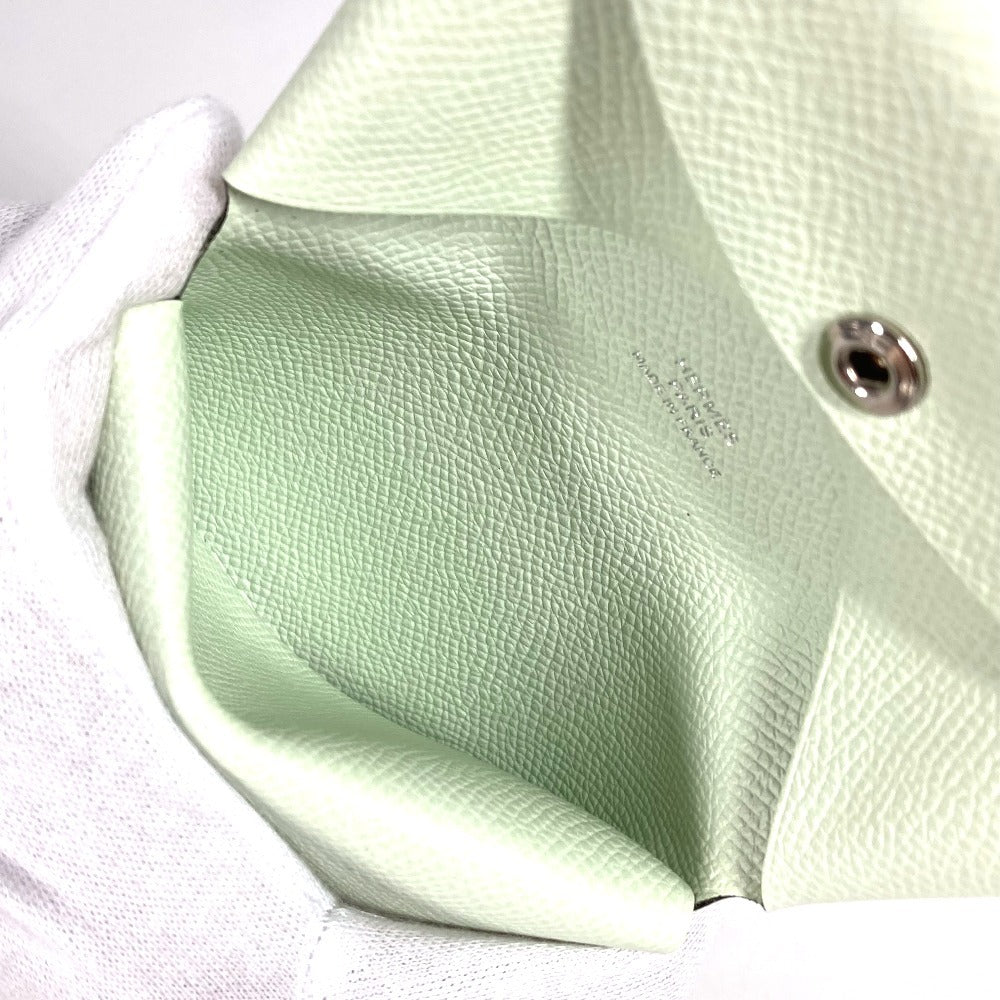 Hermes Bifold Slim Calvi Duo Wallet with Card Case and Coin Purse, Epson, Unisex, Veil Fizz, Light Green