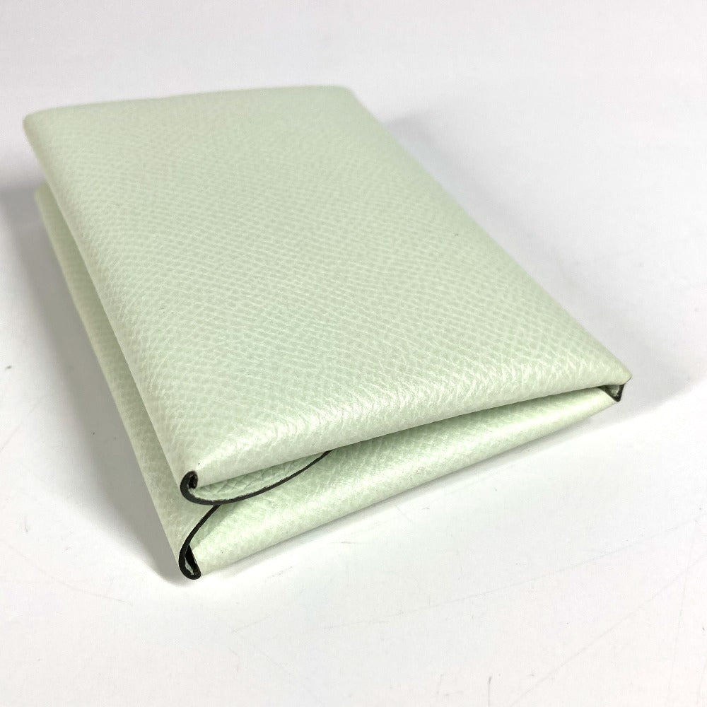 Hermes Bifold Slim Calvi Duo Wallet with Card Case and Coin Purse, Epson, Unisex, Veil Fizz, Light Green