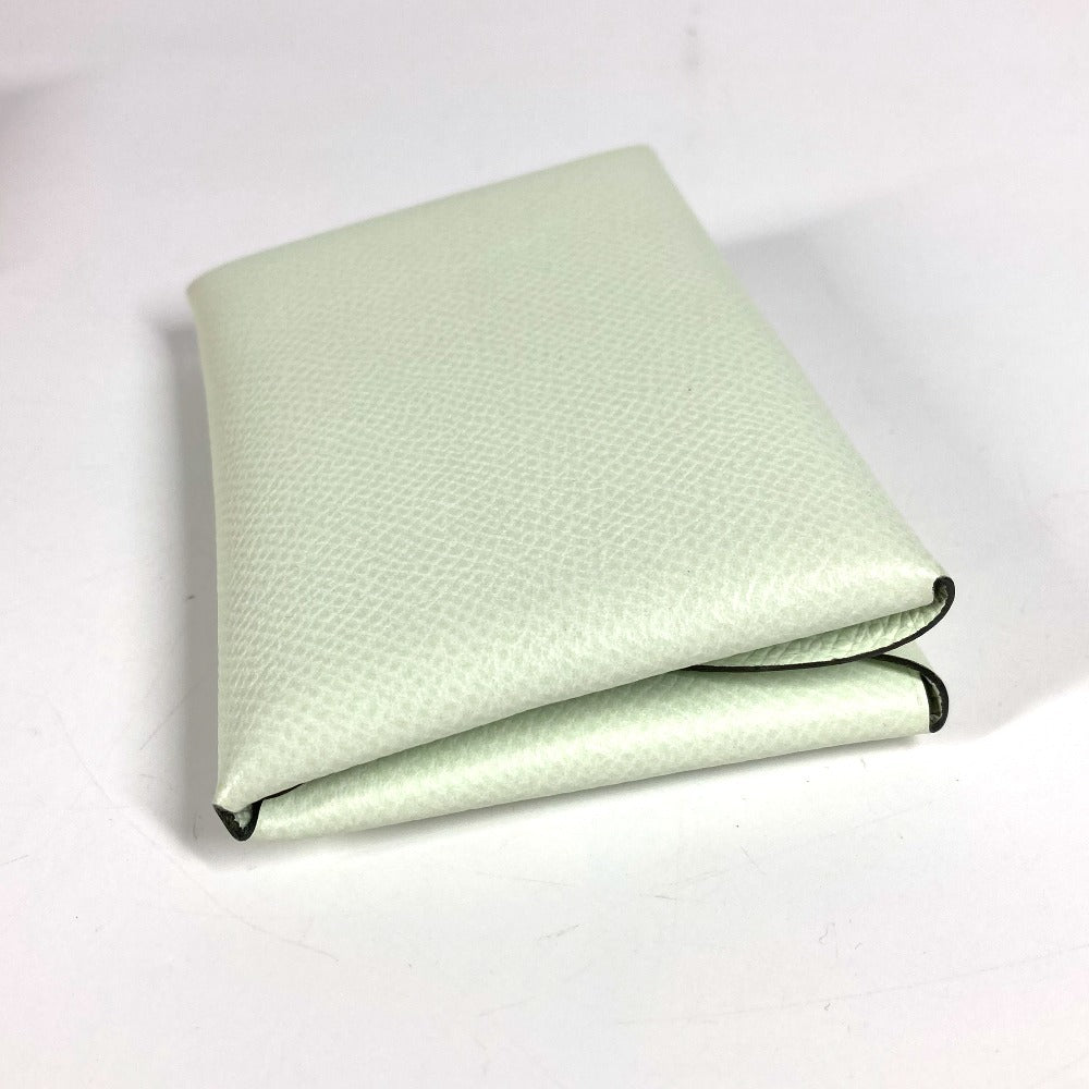 Hermes Bifold Slim Calvi Duo Wallet with Card Case and Coin Purse, Epson, Unisex, Veil Fizz, Light Green