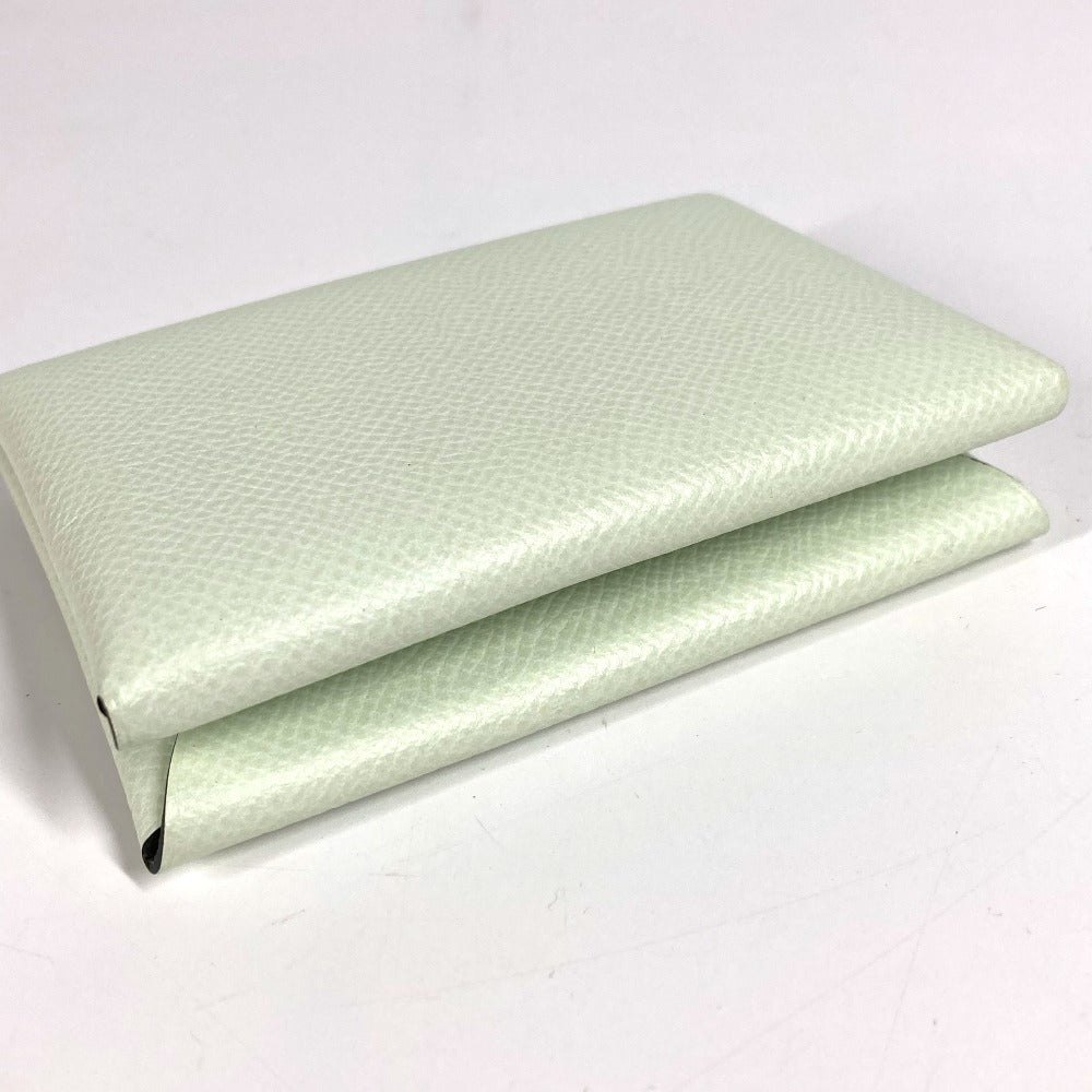 Hermes Bifold Slim Calvi Duo Wallet with Card Case and Coin Purse, Epson, Unisex, Veil Fizz, Light Green