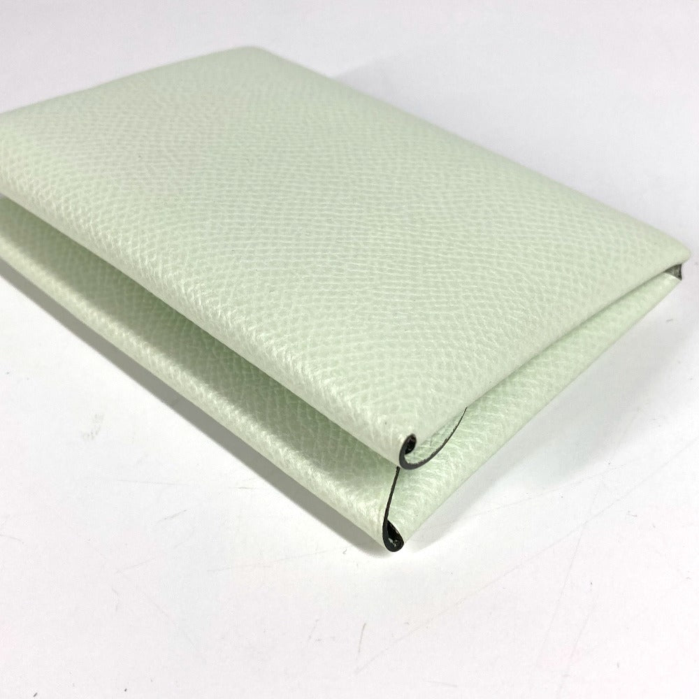 Hermes Bifold Slim Calvi Duo Wallet with Card Case and Coin Purse, Epson, Unisex, Veil Fizz, Light Green