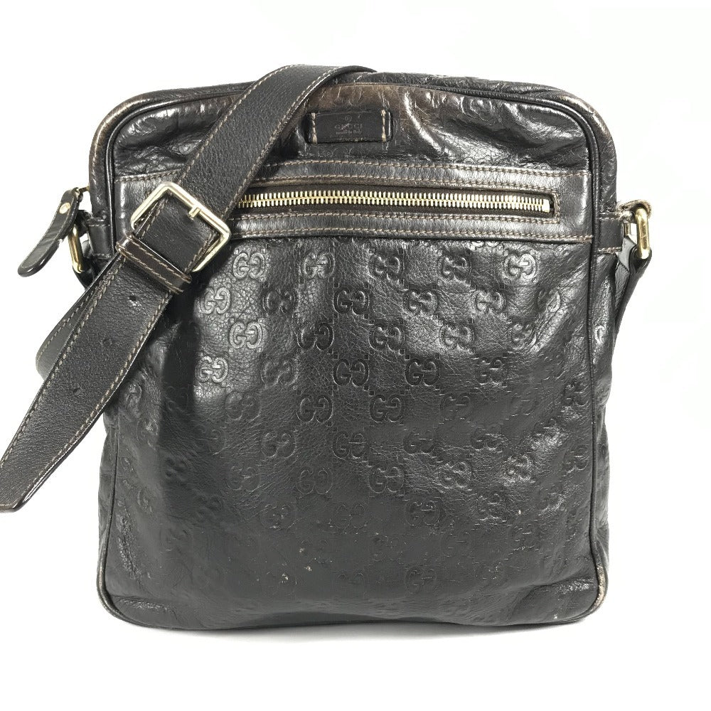 GUCCI 201448 Guccissima GG Shoulder Bag, Crossbody Pochette, Shima Leather, Unisex, Brown