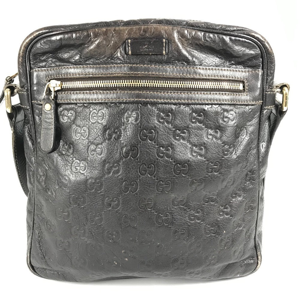 GUCCI 201448 Guccissima GG Shoulder Bag, Crossbody Pochette, Shima Leather, Unisex, Brown