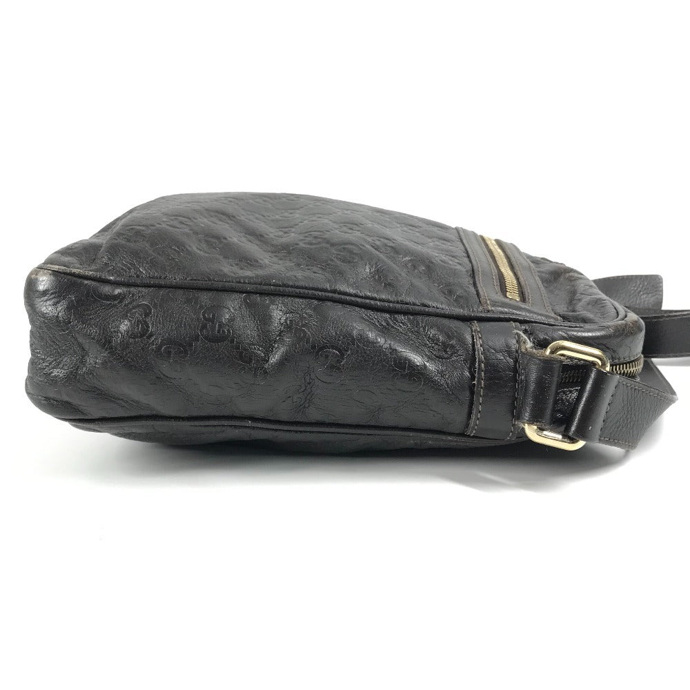 GUCCI 201448 Guccissima GG Shoulder Bag, Crossbody Pochette, Shima Leather, Unisex, Brown