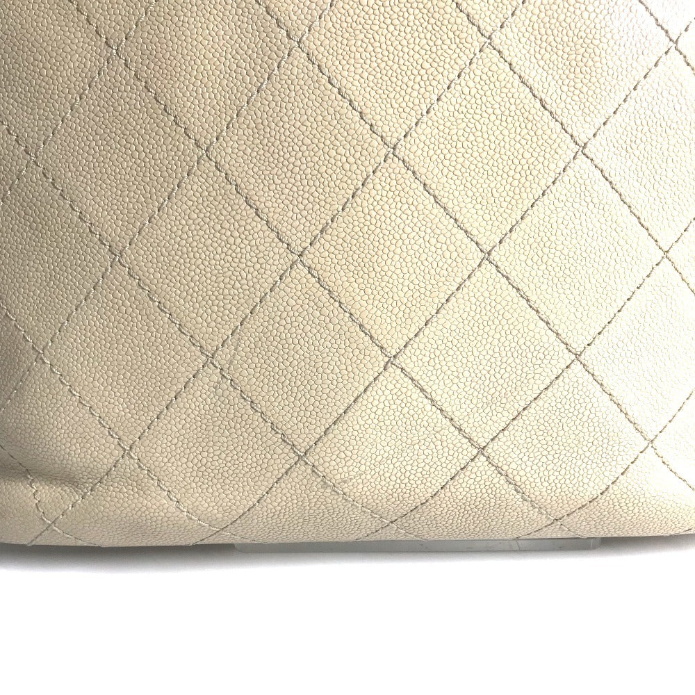 CHANEL A92211 On the Road Matelasse Quilted Two-Tone Tote Bag, Caviar Leather Shoulder Bag, Beige