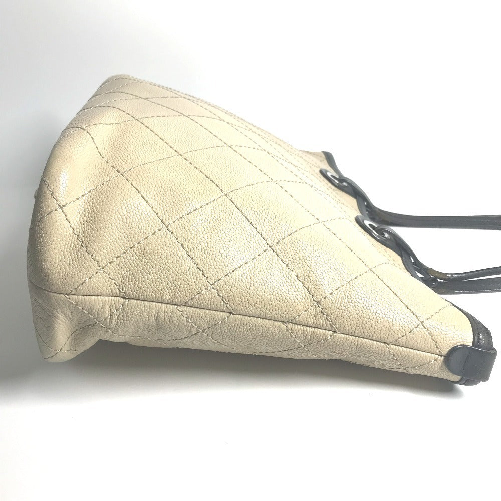 CHANEL A92211 On the Road Matelasse Quilted Two-Tone Tote Bag, Caviar Leather Shoulder Bag, Beige