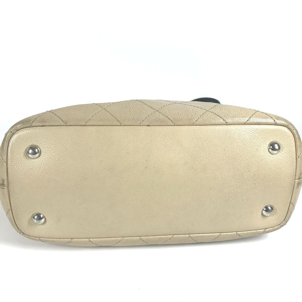 CHANEL A92211 On the Road Matelasse Quilted Two-Tone Tote Bag, Caviar Leather Shoulder Bag, Beige