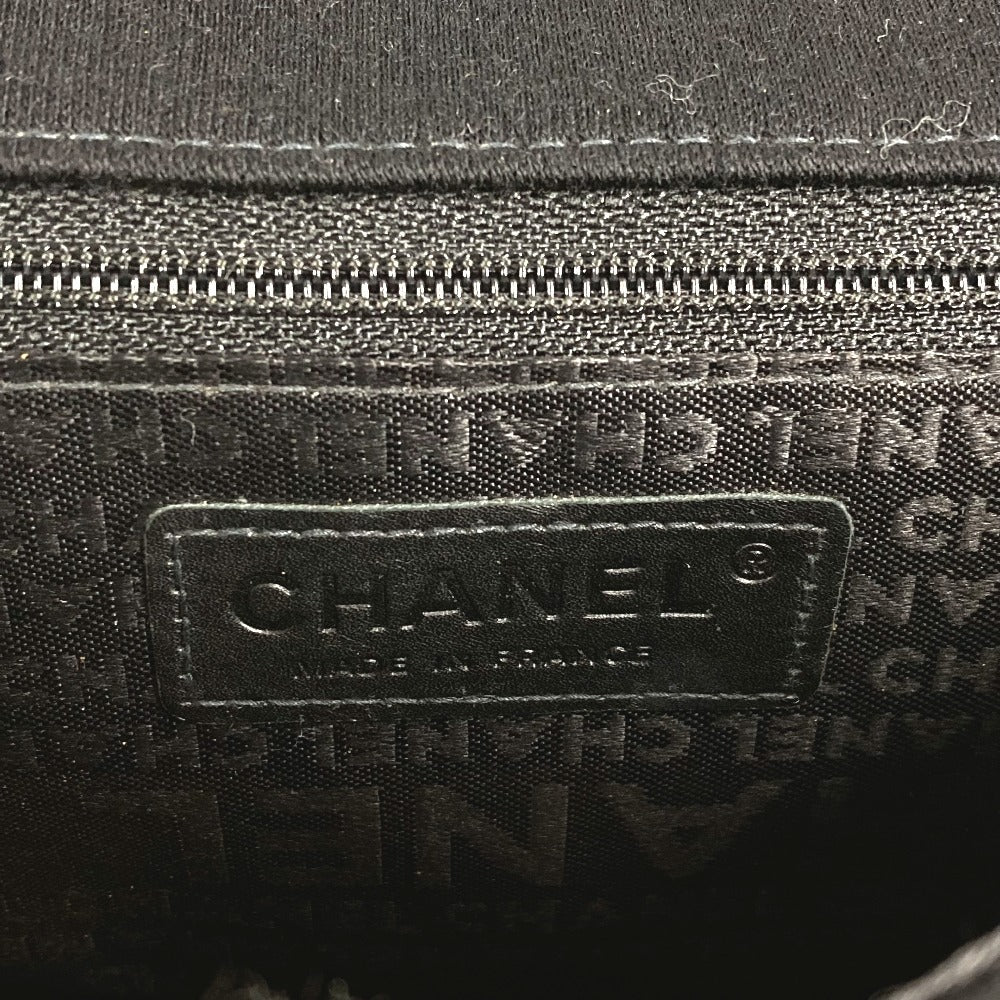 CHANEL CC ココマーク ロゴ アイスキューブ 肩掛け カバン フラップ ショルダーバッグ コットン レディース ブラック