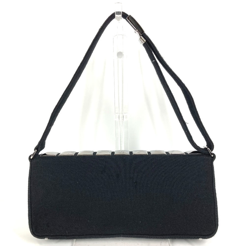 CHANEL CC ココマーク ロゴ アイスキューブ 肩掛け カバン フラップ ショルダーバッグ コットン レディース ブラック