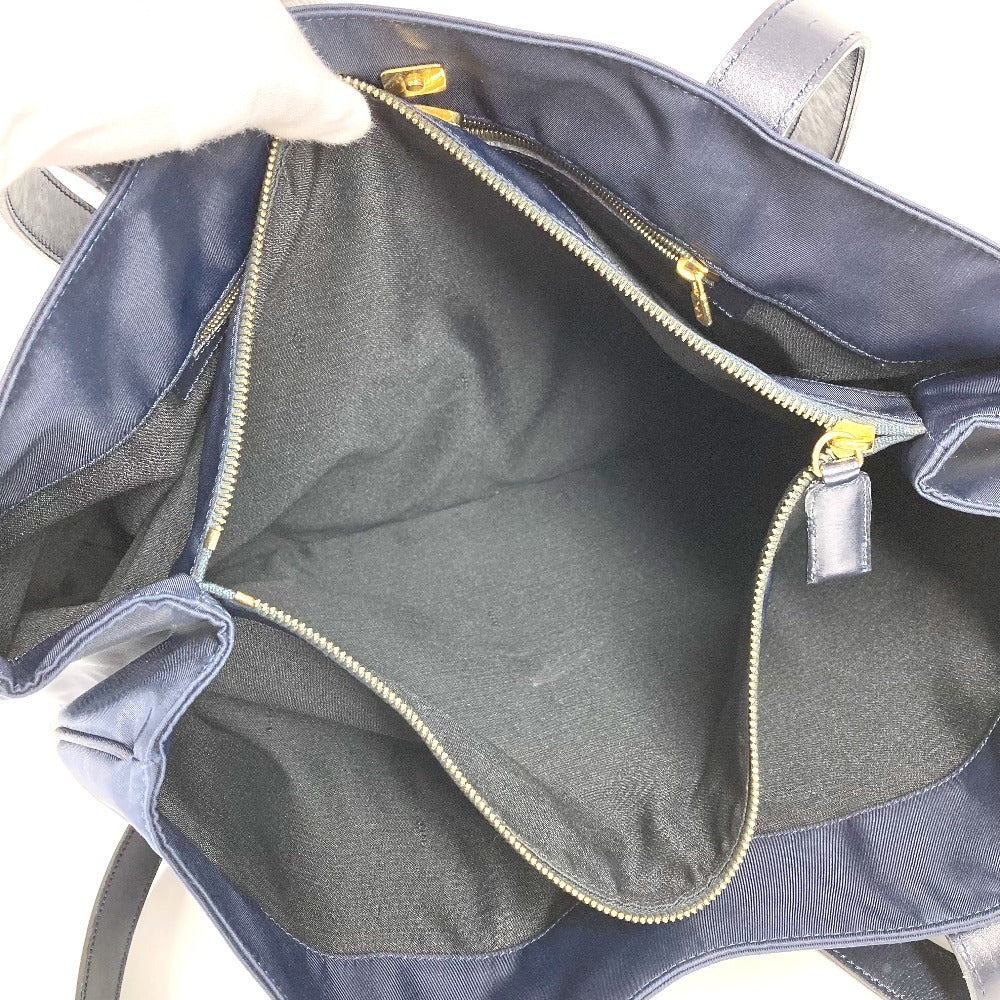 Vintage FENDI FF logo oversized tote bag, nylon shoulder bag, unisex, navy