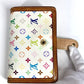LOUIS VUITTON M92987 Monogram Multicolore Portefeuille Viennois Clasp Bi-fold Wallet in Monogram Multicolore Canvas, Women's, Blanc and White