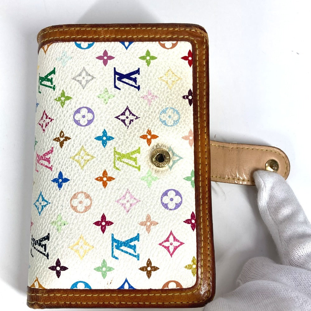 LOUIS VUITTON M92987 Monogram Multicolore Portefeuille Viennois Clasp Bi-fold Wallet in Monogram Multicolore Canvas, Women's, Blanc and White