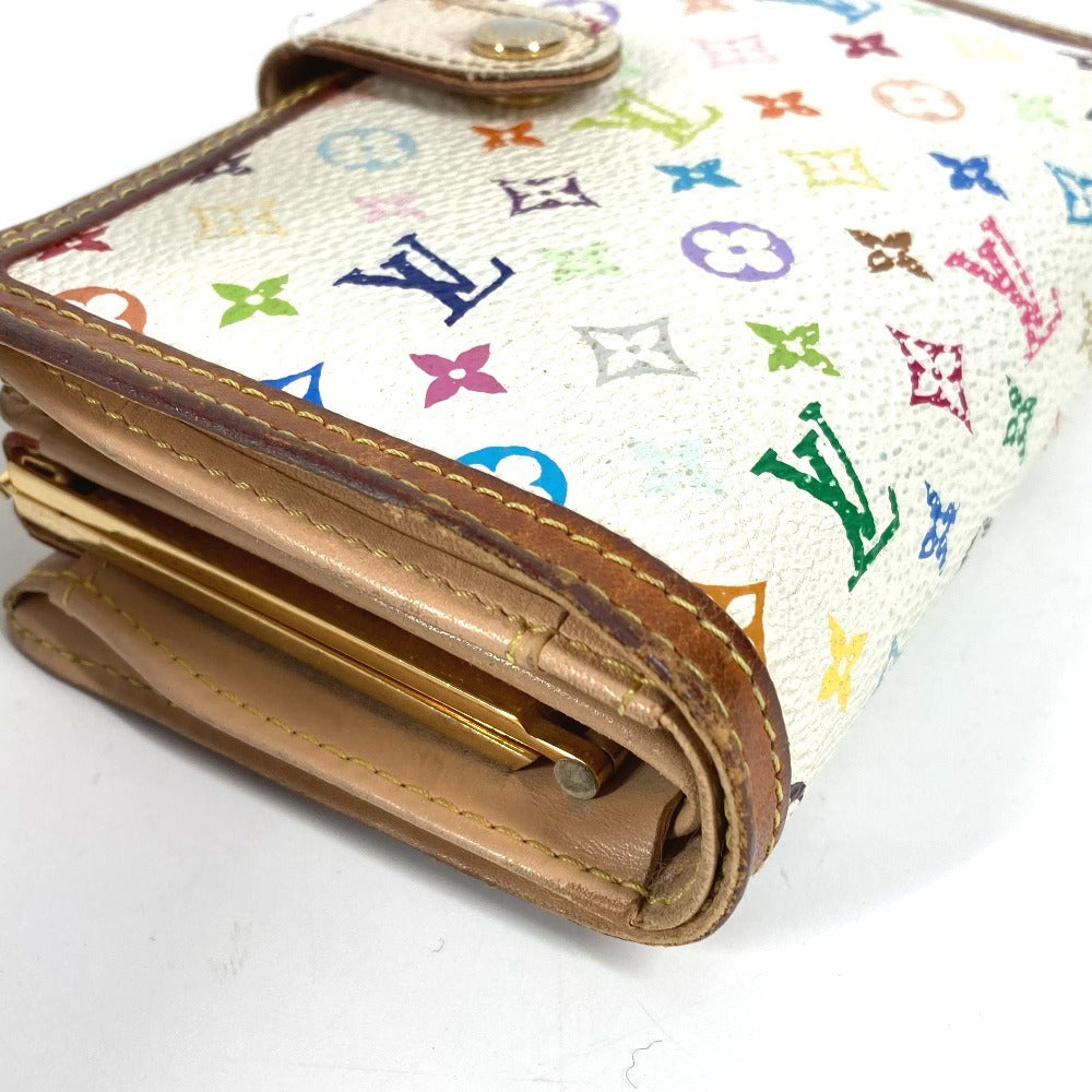 LOUIS VUITTON M92987 Monogram Multicolore Portefeuille Viennois Clasp Bi-fold Wallet in Monogram Multicolore Canvas, Women's, Blanc and White