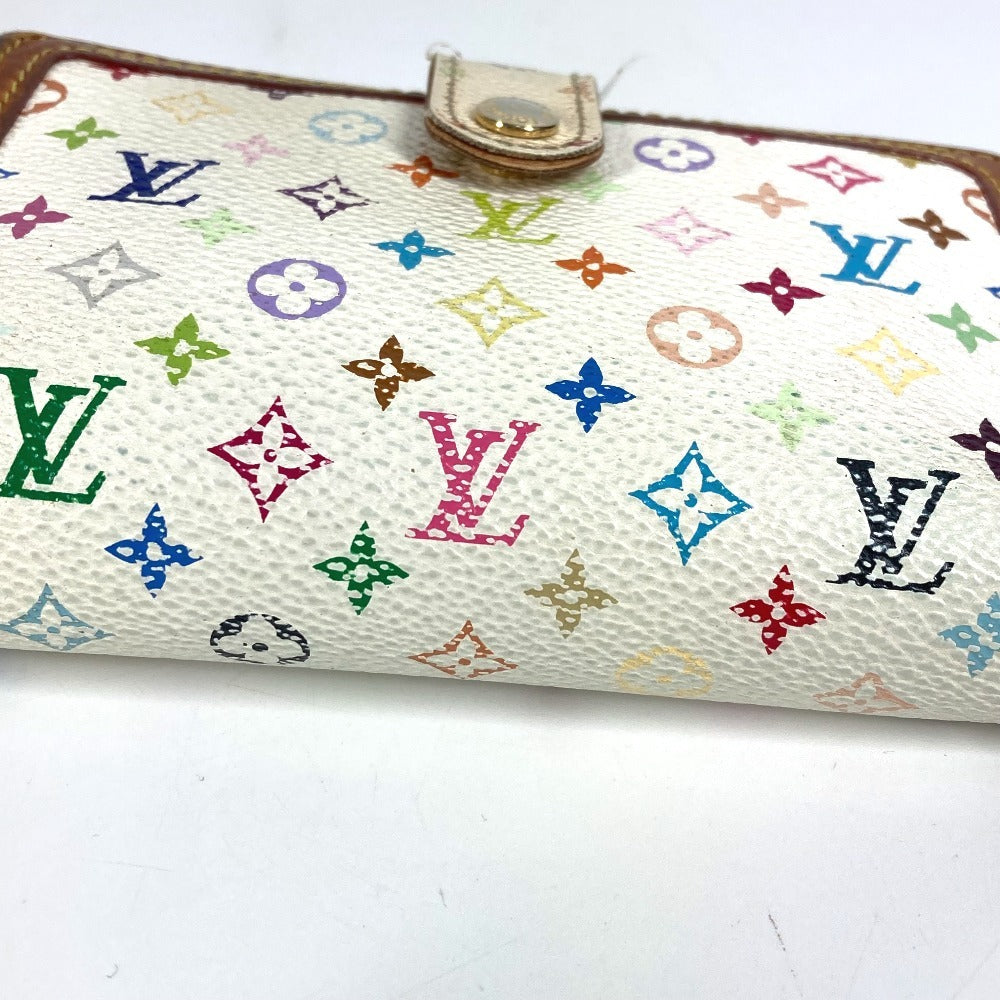 LOUIS VUITTON M92987 Monogram Multicolore Portefeuille Viennois Clasp Bi-fold Wallet in Monogram Multicolore Canvas, Women's, Blanc and White