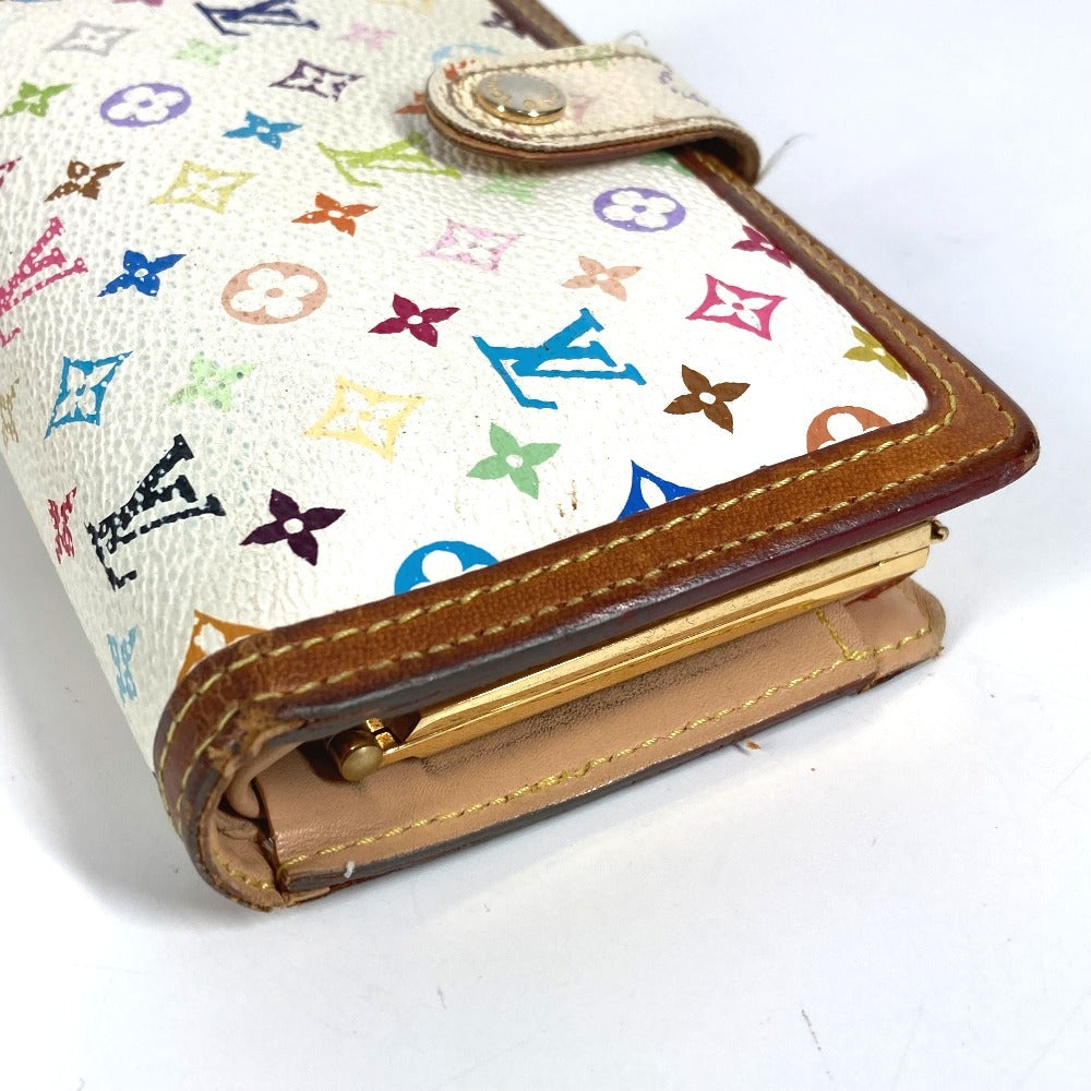 LOUIS VUITTON M92987 Monogram Multicolore Portefeuille Viennois Clasp Bi-fold Wallet in Monogram Multicolore Canvas, Women's, Blanc and White