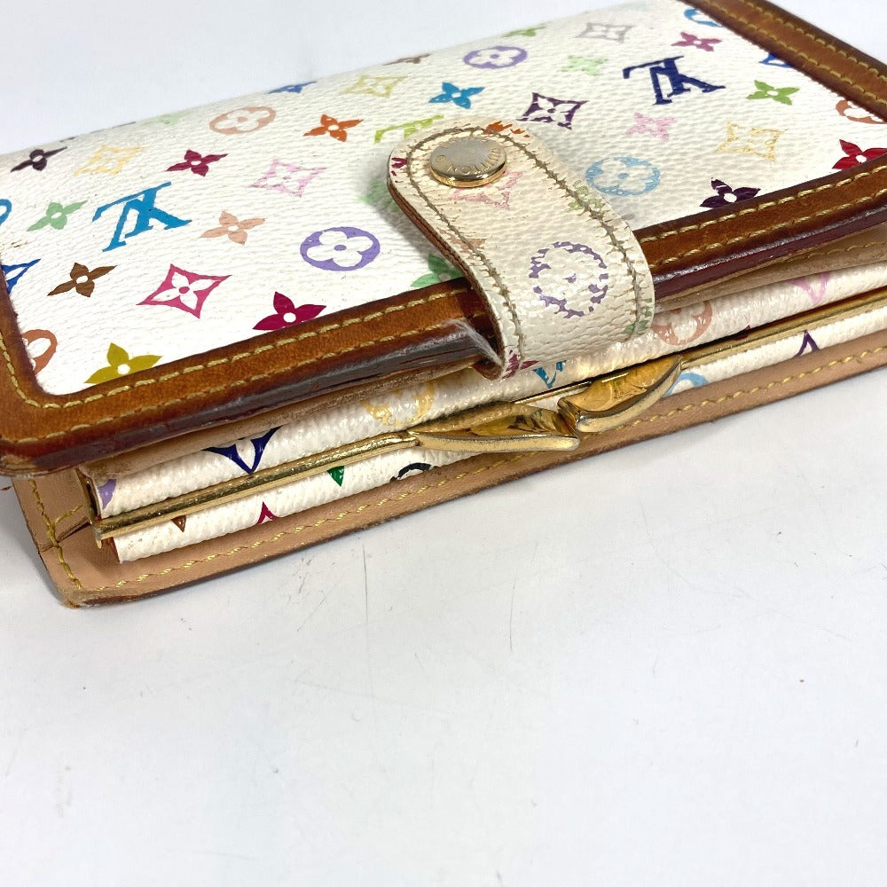 LOUIS VUITTON M92987 Monogram Multicolore Portefeuille Viennois Clasp Bi-fold Wallet in Monogram Multicolore Canvas, Women's, Blanc and White