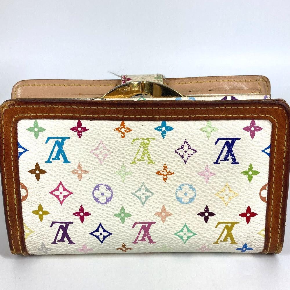 LOUIS VUITTON M92987 Monogram Multicolore Portefeuille Viennois Clasp Bi-fold Wallet in Monogram Multicolore Canvas, Women's, Blanc and White