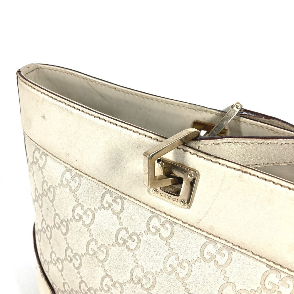 GUCCI 145993 GG Guccissima Logo Tote Bag Shoulder Bag in Shimmering Leather, Unisex, Off-White