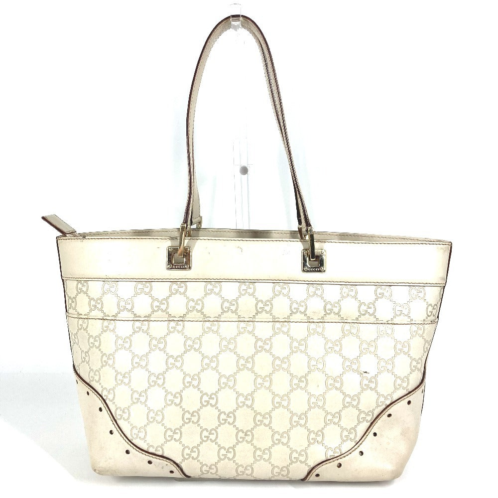 GUCCI 145993 GG Guccissima Logo Tote Bag Shoulder Bag in Shimmering Leather, Unisex, Off-White