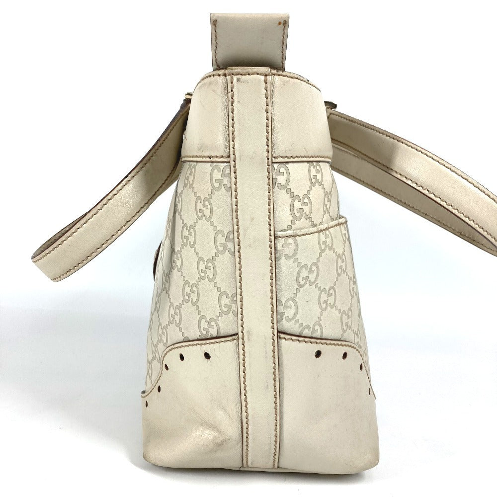 GUCCI 145993 GG Guccissima Logo Tote Bag Shoulder Bag in Shimmering Leather, Unisex, Off-White